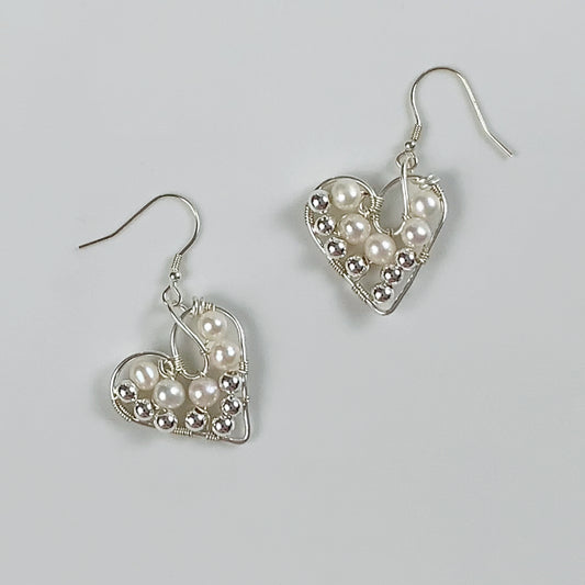 106.  Original Hand-made "LOVE" Pearl Earrings