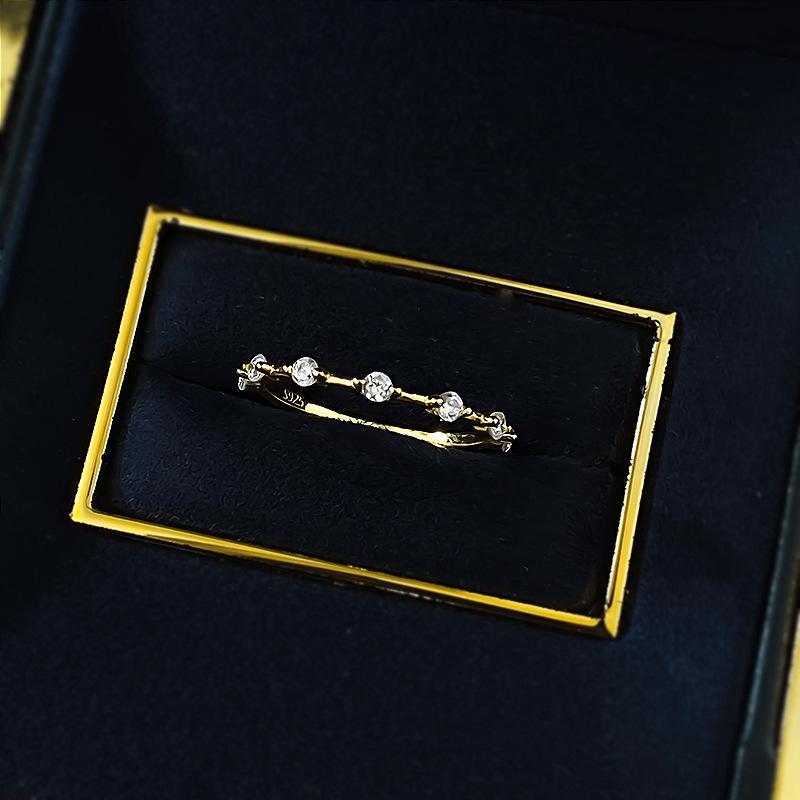 S925 Silver Golden-Plated Band 6A Cubic Zirconia Ring jewellery-116(45%)