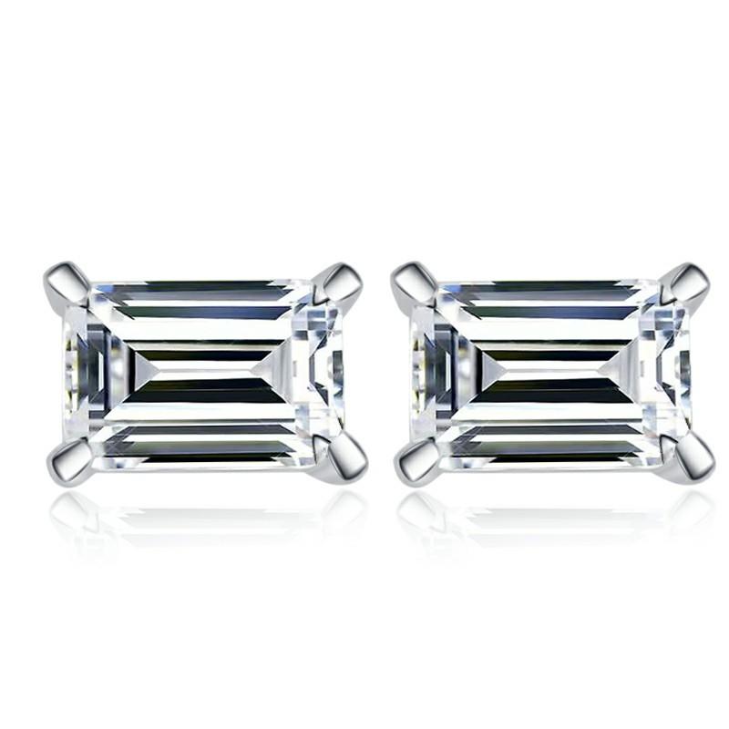 NO.164 S925 Sterling Silver Grandma Cut Earrings Earrings Synthetic Moissanite Glittering daily life Earrings Springtok