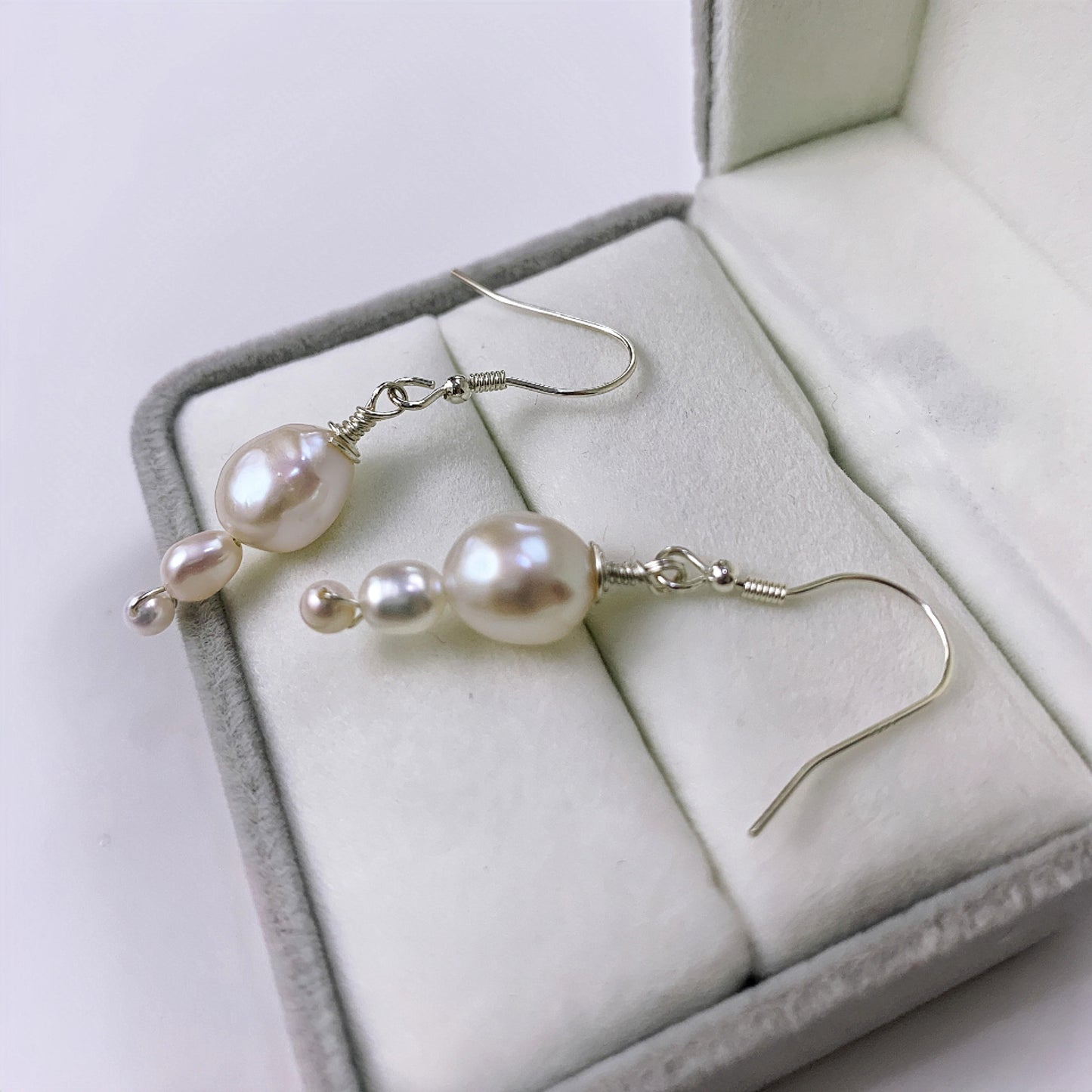 Natural Fresh Water Baroque Handmade Pearl Earrings /S925 Sterling Silver Earrings