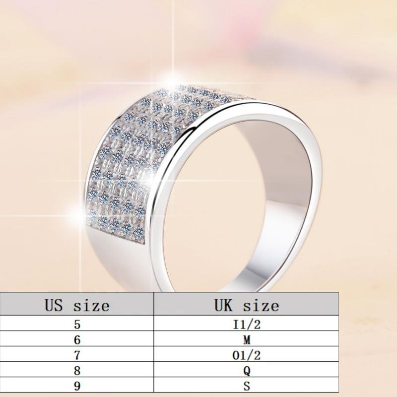 S925 Sterling Silver Starry Sky Wide Ring Synthetic Moissanite Ring fashion jewelry accessory woman girl promise ring-199(35%)
