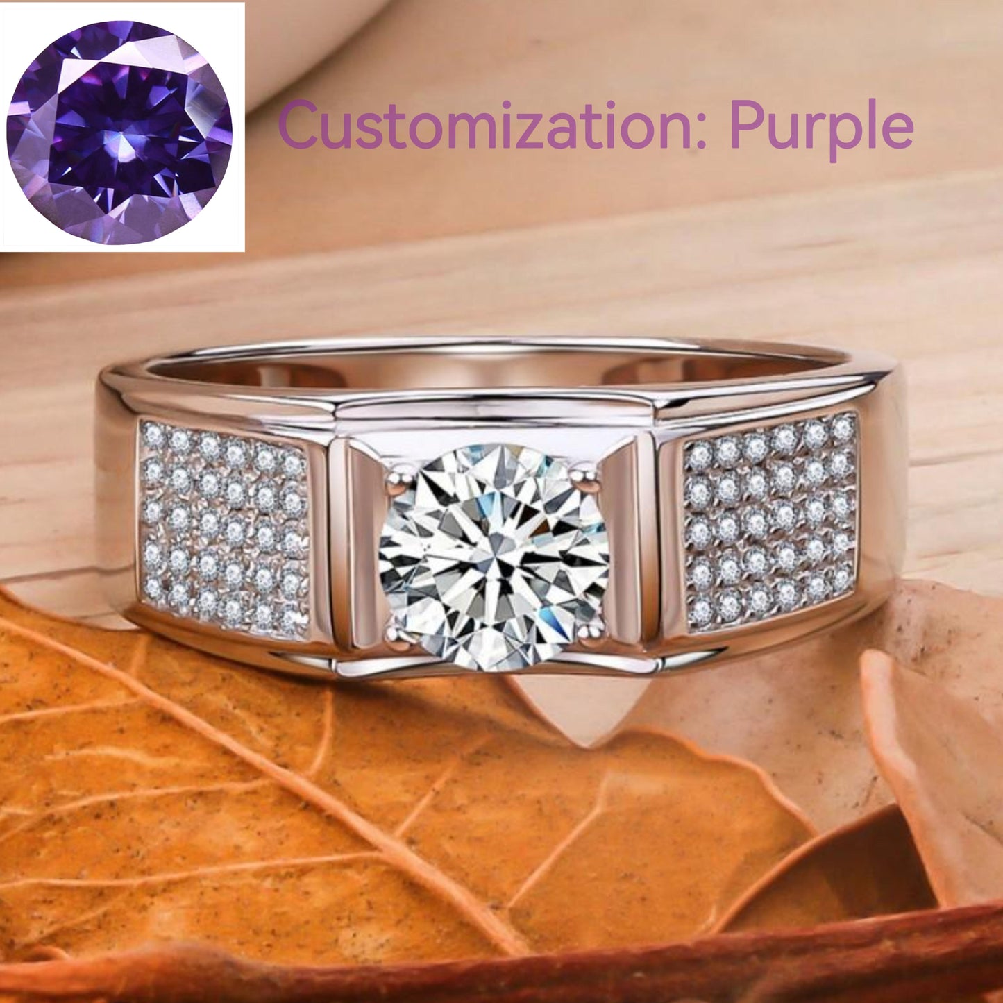 NO.158 Synthetic Moissanite Sterling Silver Little Starry Ring Couple Ring fashion jewelry accessory promise ring Springtok Men's Ring