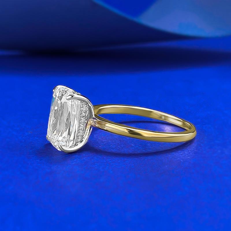 S925 Sterling Silver Radiant Cut Rectangular Ring 7*10mm 6A Cubic Zirconia Ring-372(35%)