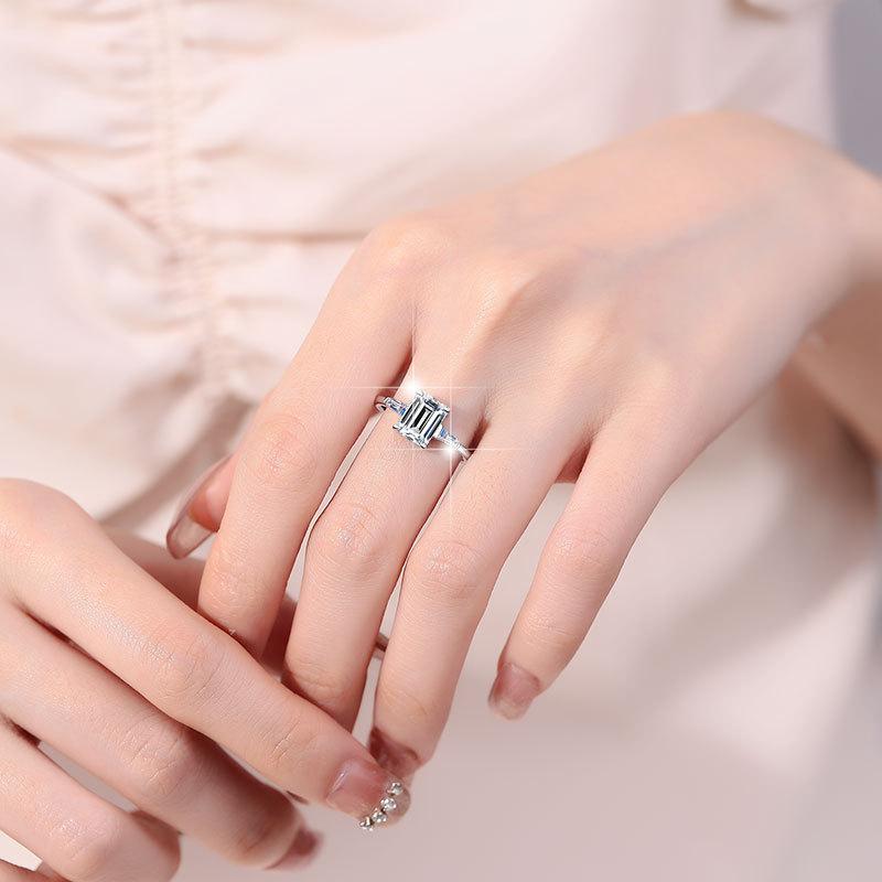 S925 Sterling Silver Grandmother Cut Ring/2 Karat/Synthetic Moissanite Ring fashion jewelry accessory woman girl promise ring-199(35%)