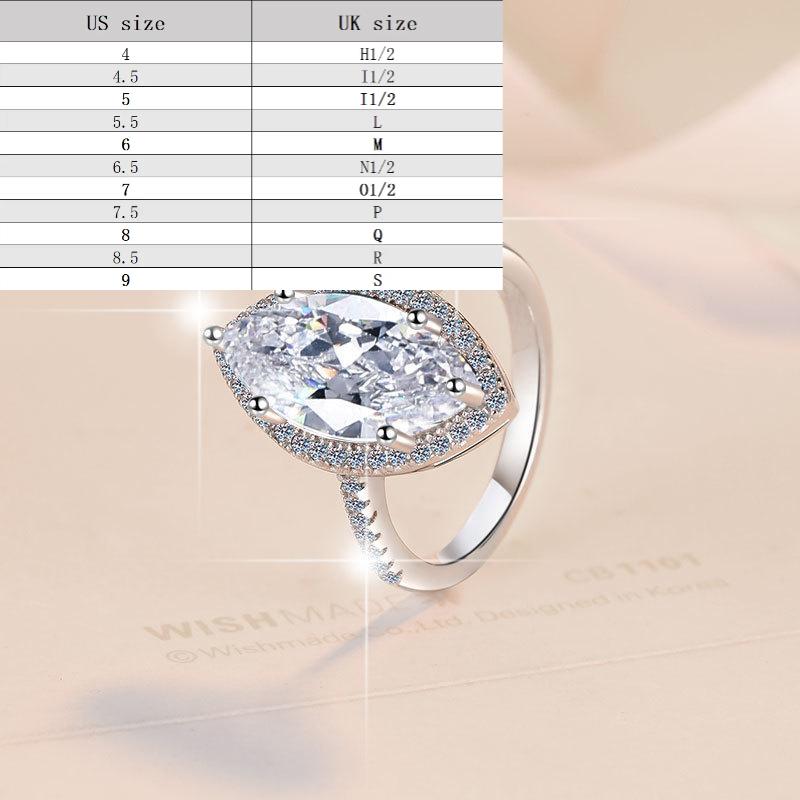 S925 Sterling Silver Horse Eye Ring Synthetic Moissanite Ring fashion jewelry accessory woman girl promise ring-172(1%)