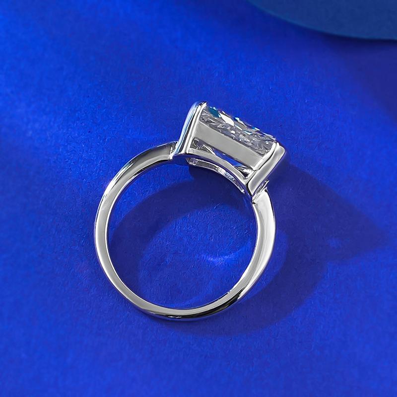 S925 Sterling Silver Ice Flower cut rectangular ring 7*11mm 8A cubic zirconia ring fashion jewelry accessory woman girl promise ring-390(35%)