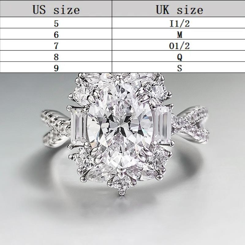 S925 sterling silver oval cut ring 7*9mm 6A cubic zirconia ring fashion jewelry accessory woman girl promise ring Springtok-280(35%)