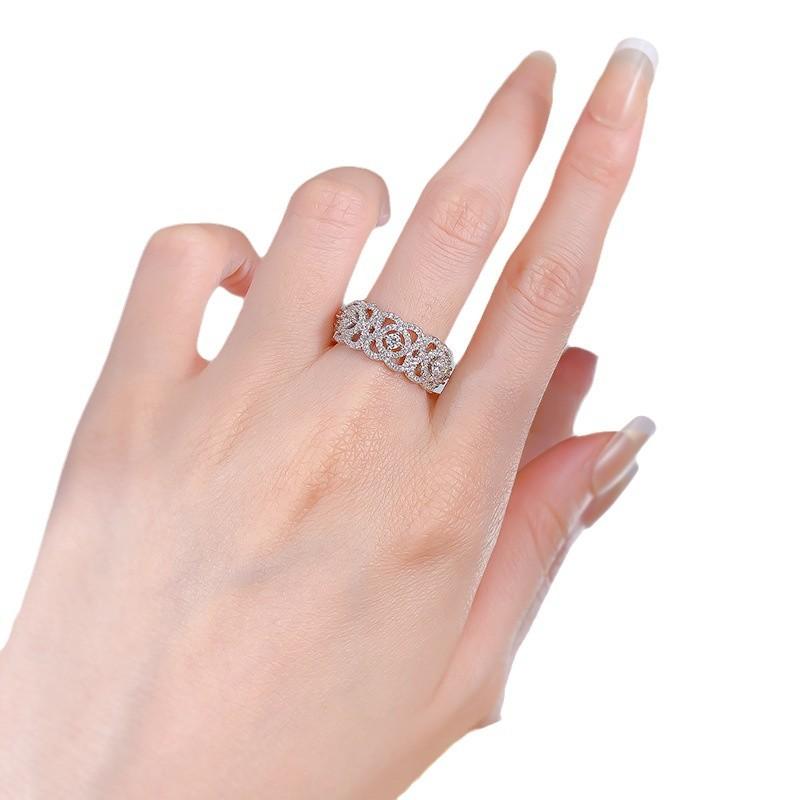 S925 Sterling Silver Wide Full Row Ring 6A Cubic Zirconia Ring fashion jewelry accessory woman girl promise ring-299(35%)