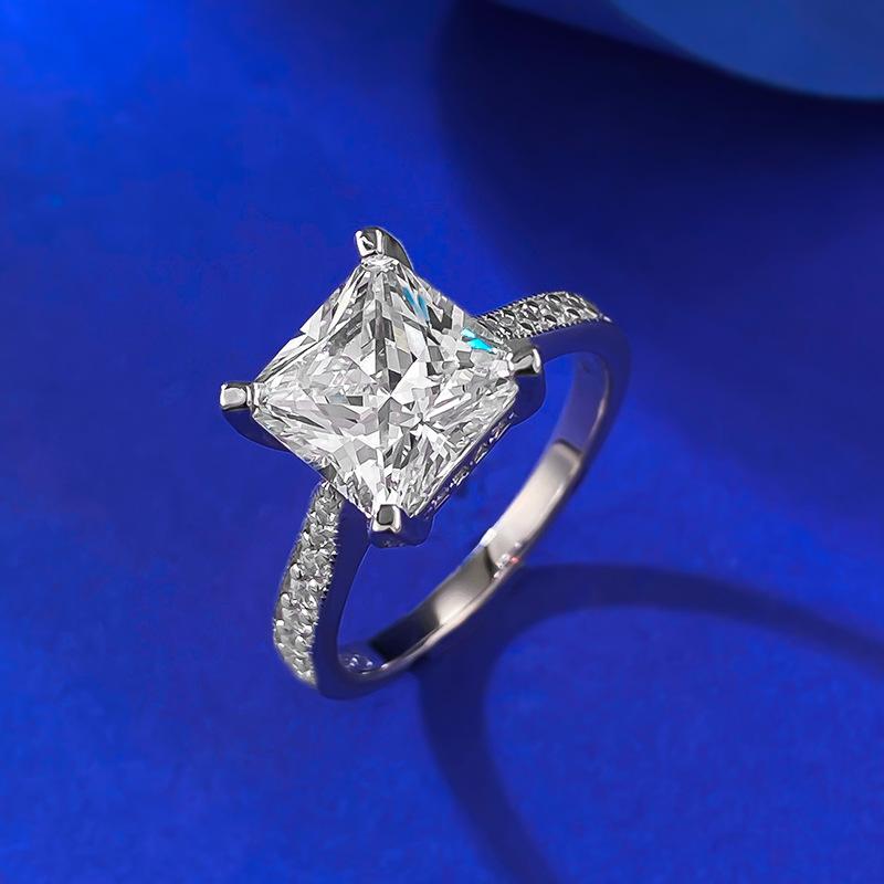 S925 Sterling Silver Princess Cut Four Claw Ring 8*8mm 6A Cubic Zirconia Ring fashion jewelry accessory woman girl promise ring-415(35%)