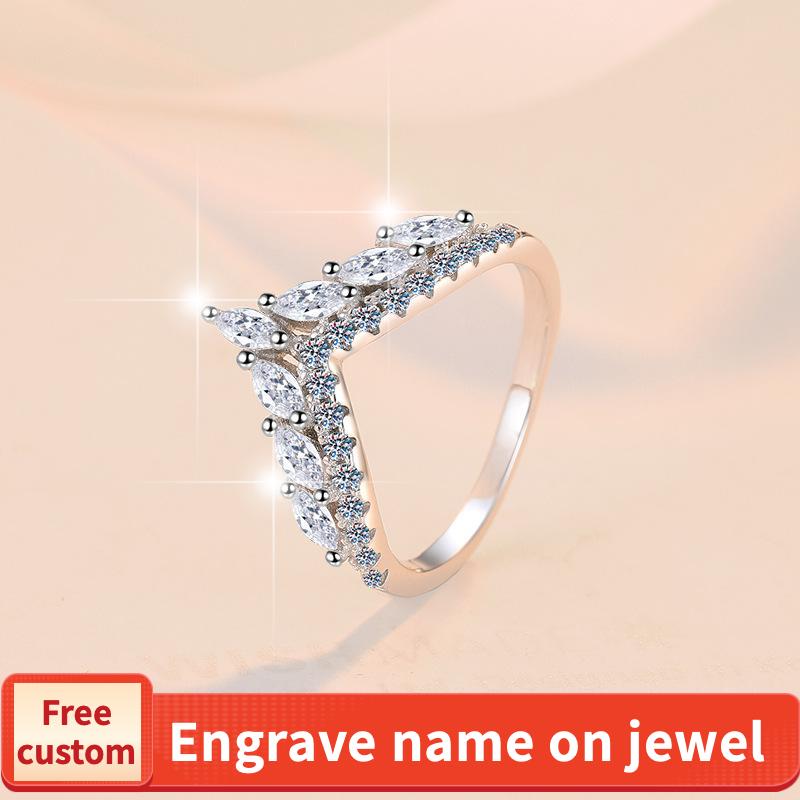 6A Cubic Zirconia S925 Sterling Silver Full Star Crown V Band Ring fashion jewelry accessory woman girl promise ring-222(35%)