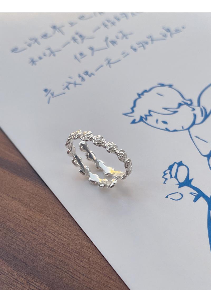 S925 Sterling Silver Rose Flower Ring Open Finger Ring For Women -528(45%)