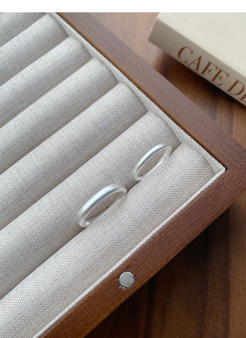 S925 Sterling Silver Vintage Matte Frosted Plain Band Couple Rings Wedding ring- 477(45%)