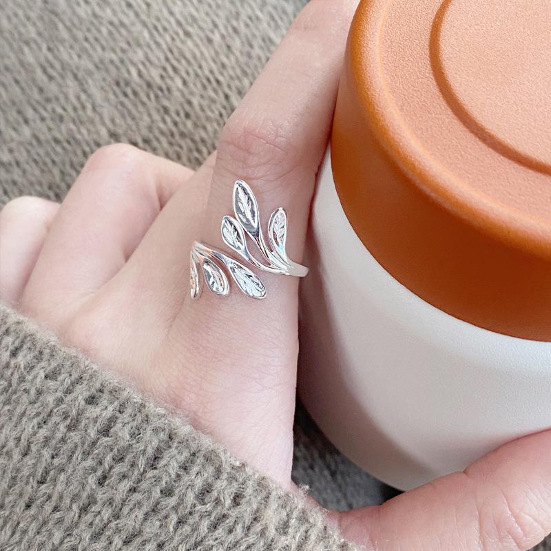 S925 Sterling Silver Vine Leaf Ring for Women Open Ring -524 leaf  ring(45%)