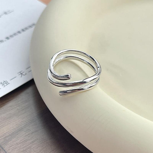S92 Sterling Silver Multi-layer Line Ring for Women - 535(45%)