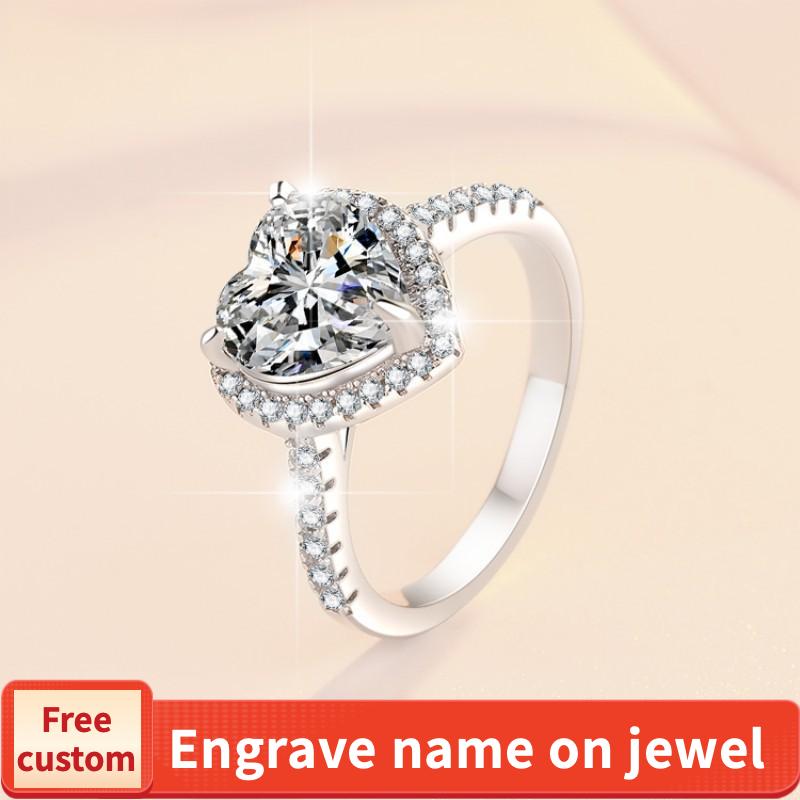 S925 Sterling Silver Heart-Shaped Ring Synthetic Moissanite Ring fashion jewelry accessory woman girl promise ring-250(35%)