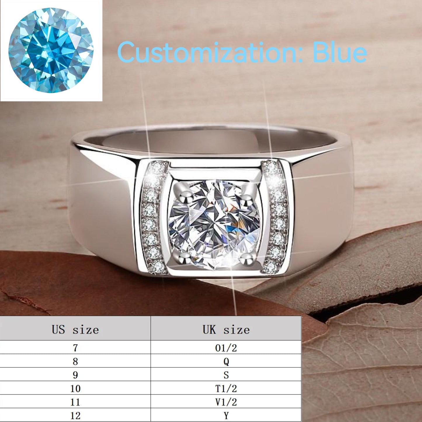 S925 Sterling Silver Man's Ring Inlaid with Super Flash Synthetic Moissanite elegant luxury daily life engagement ring-109(35%)