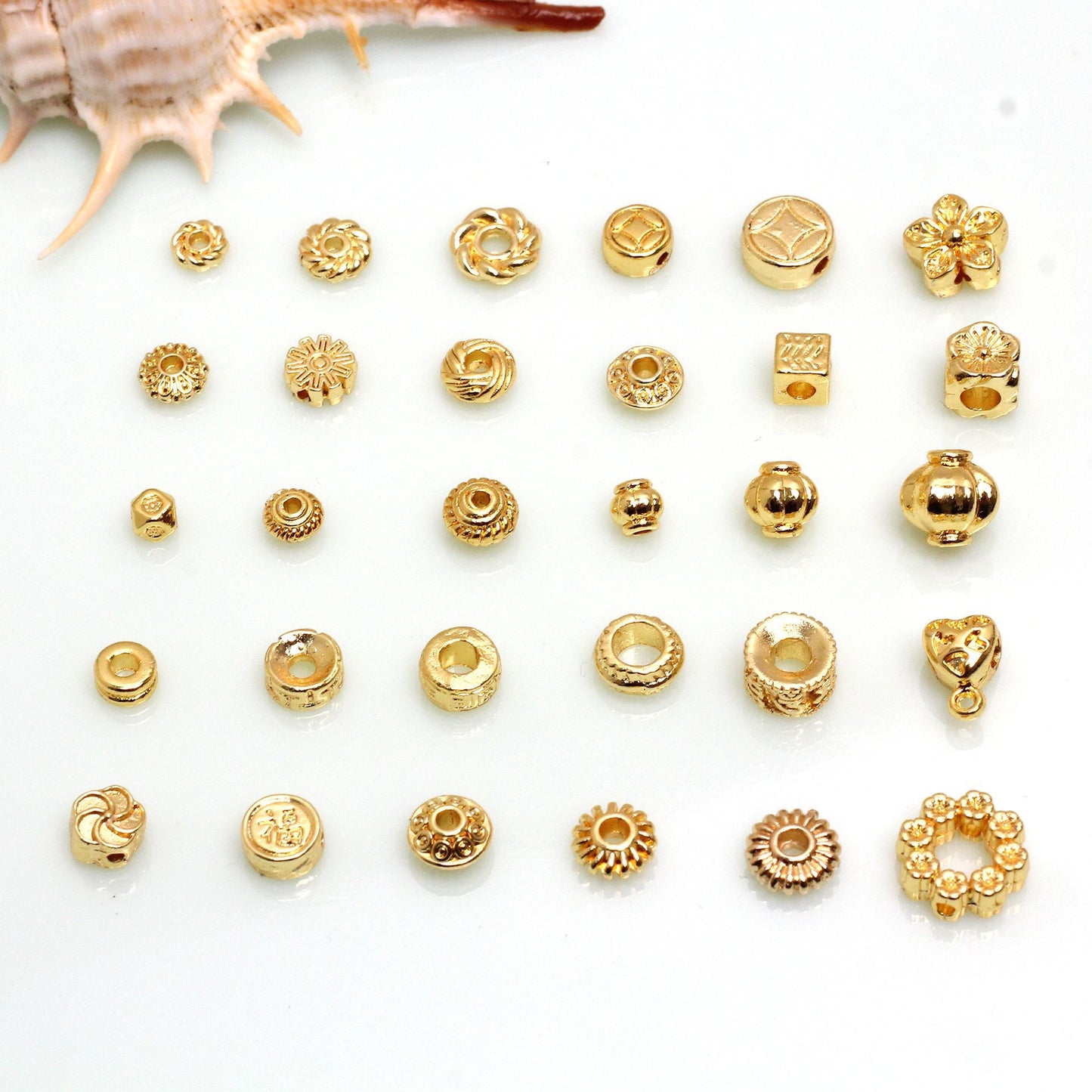 Round Receptacle Alloy Septum Beads For Jewelry DIY，10 pcs, Covered by 14/18K Real Gold Or Silver