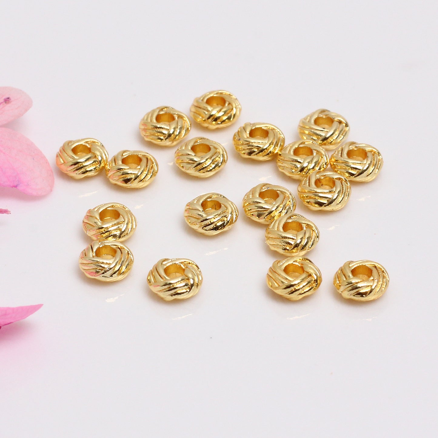 Twist Shape Alloy Beads For Jewelry DIY，Covered By 14/18K Real Gold Or Silver