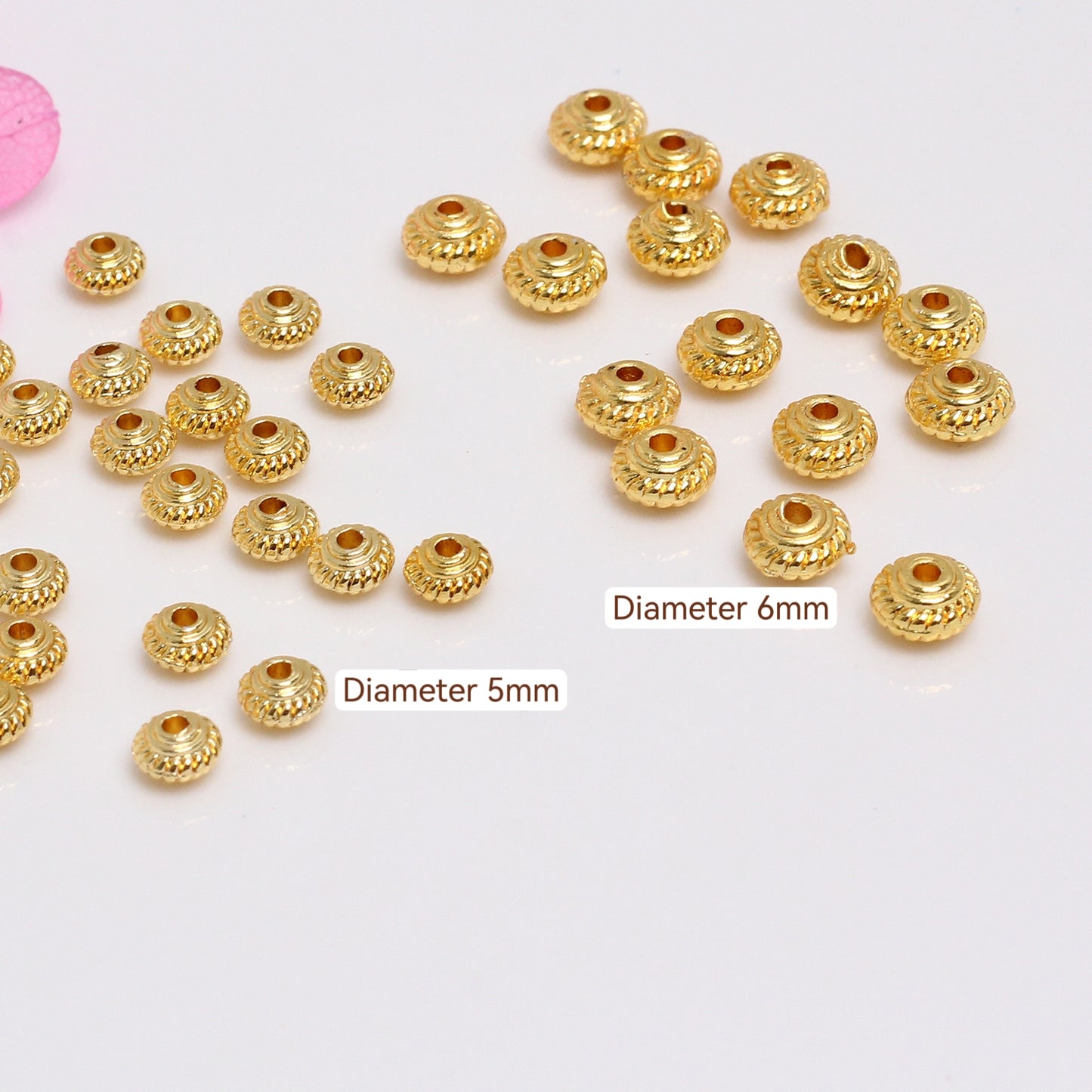 Round Thread Alloys Beads For Jewelry DIY，Covered By 14/18K Real Gold Or Silver