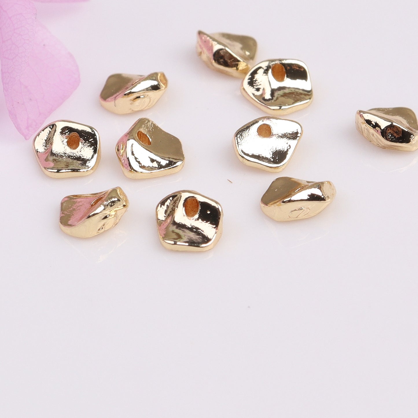 Baroque Irregular Small Stone Copper Beads For Jewelry DIY，Covered By 14/18K Real Gold Or Silver