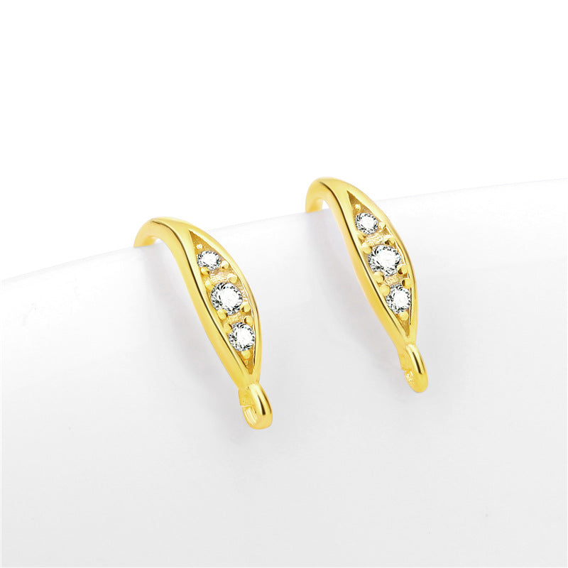 S925 sterling silver earhook, set with zircon, for jewelry DIY(A pair)