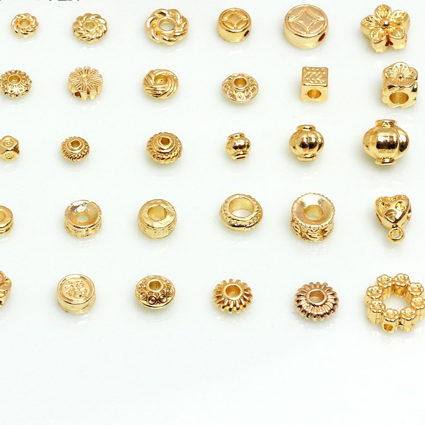 Round Receptacle Alloy Septum Beads For Jewelry DIY，10 pcs, Covered by 14/18K Real Gold Or Silver