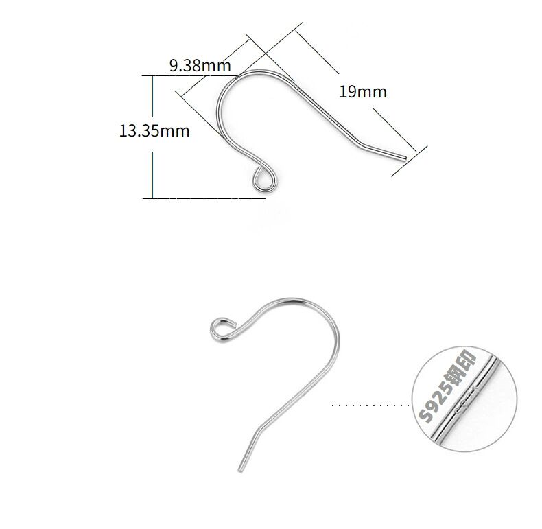 925 sterling silver ear hook, handmade DIY accessory material (2 pairs)