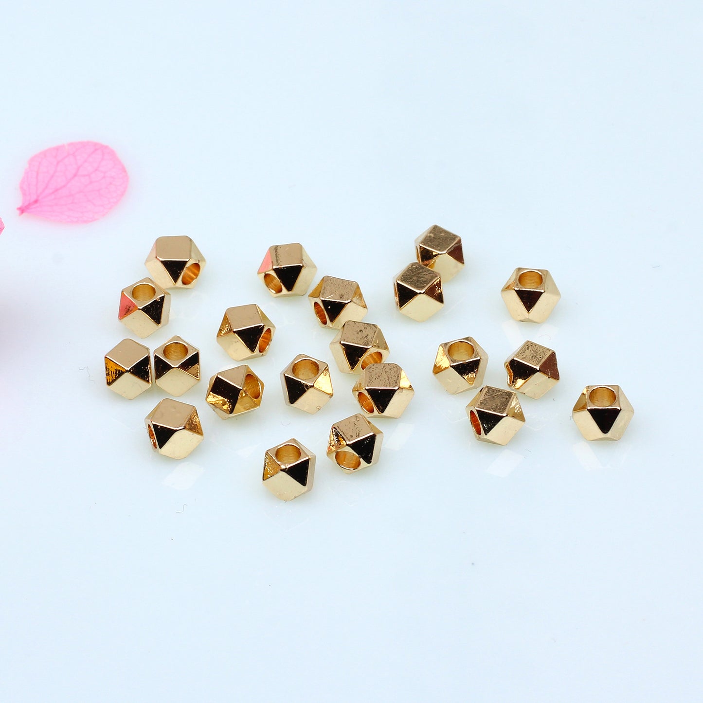 Diamond Shaped Copper Bead For Jewelry DIY，Covered by 14/18K Real Gold