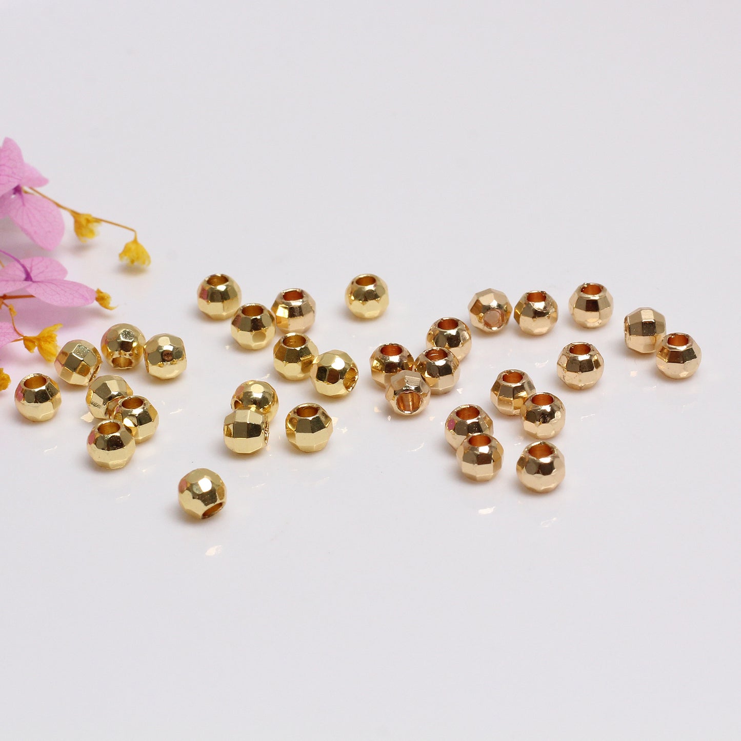 Solid Laser Copper Beads For Jewelry DIY，Covered By 14/18K Real Gold Or Silver