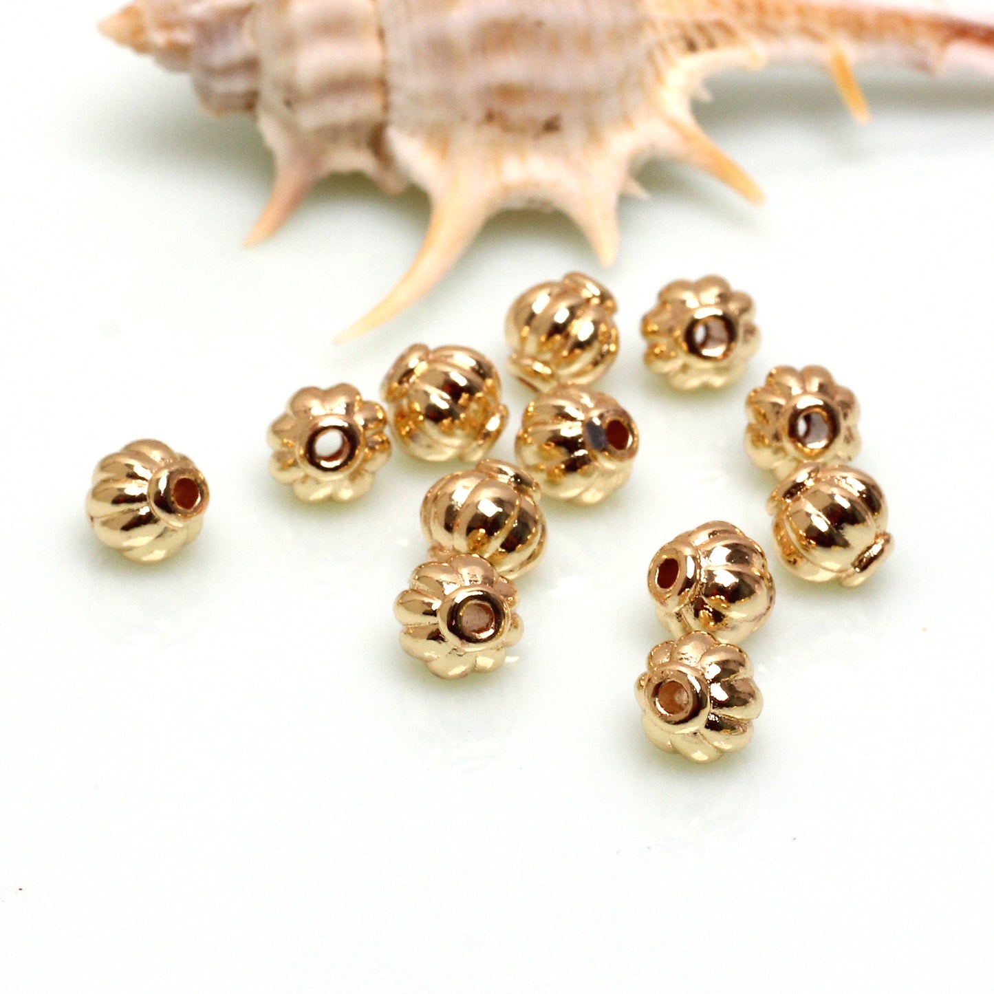 Pumpkin Shaped Alloy Beads For Jewelry DIY，Covered By 14/18K Real Gold Or Silver