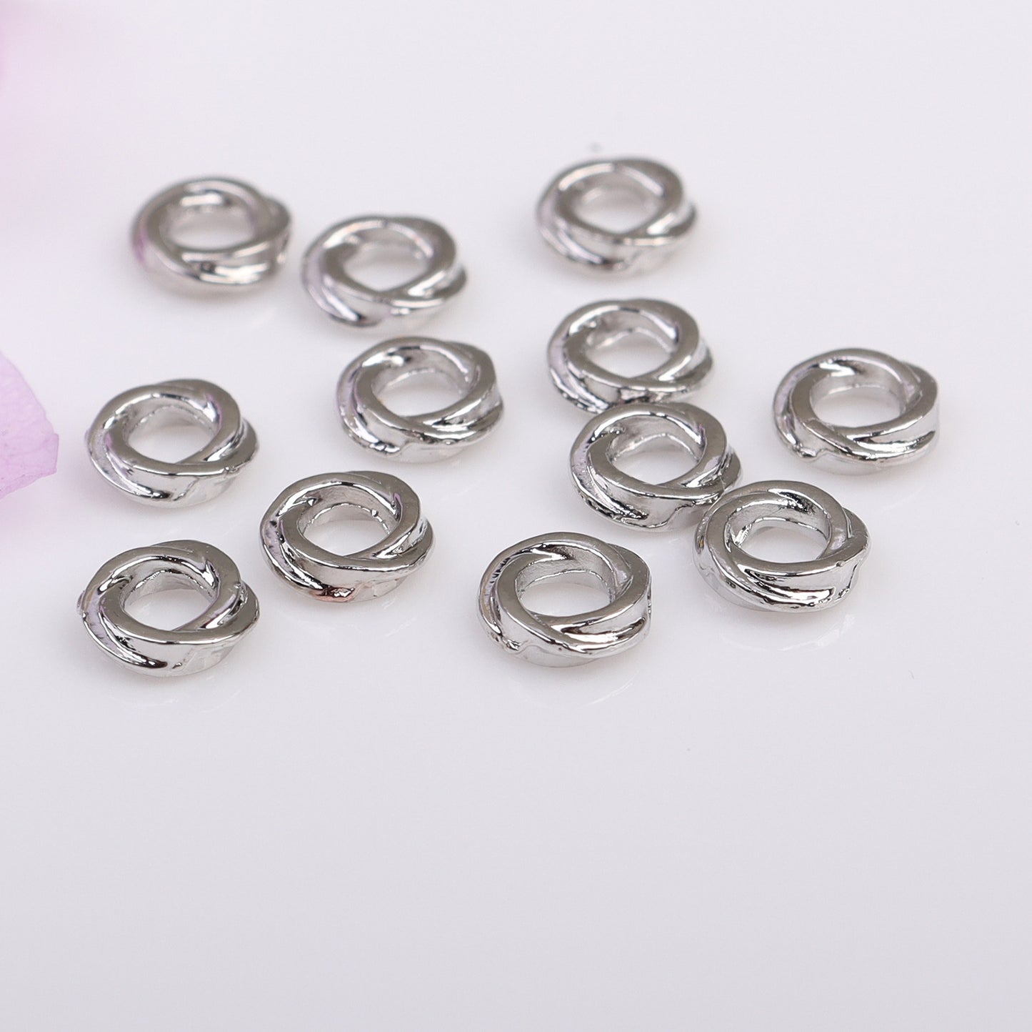 Twisted Metal ring For Jewelry DIY，100 pcs, Covered By 14/18K Real Gold Or Silver