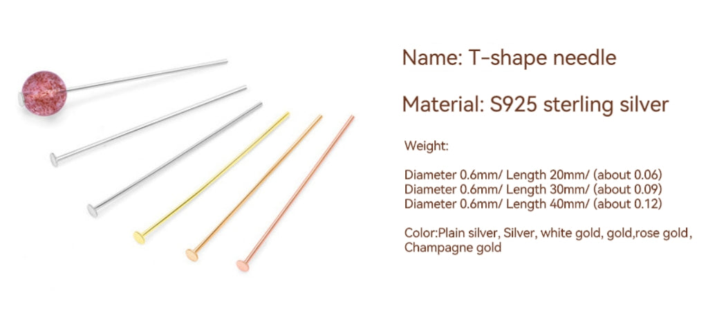 S925 Sterling Silver 9-shape Needle/T-shape Needle/Bead needle, Used For DIY Jewelry,10 pcs