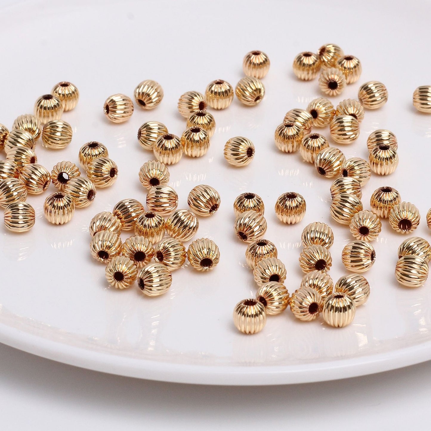 Pumpkin Shaped Copper Beads For Jewelry DIY，Covered by 14/18K Real Gold