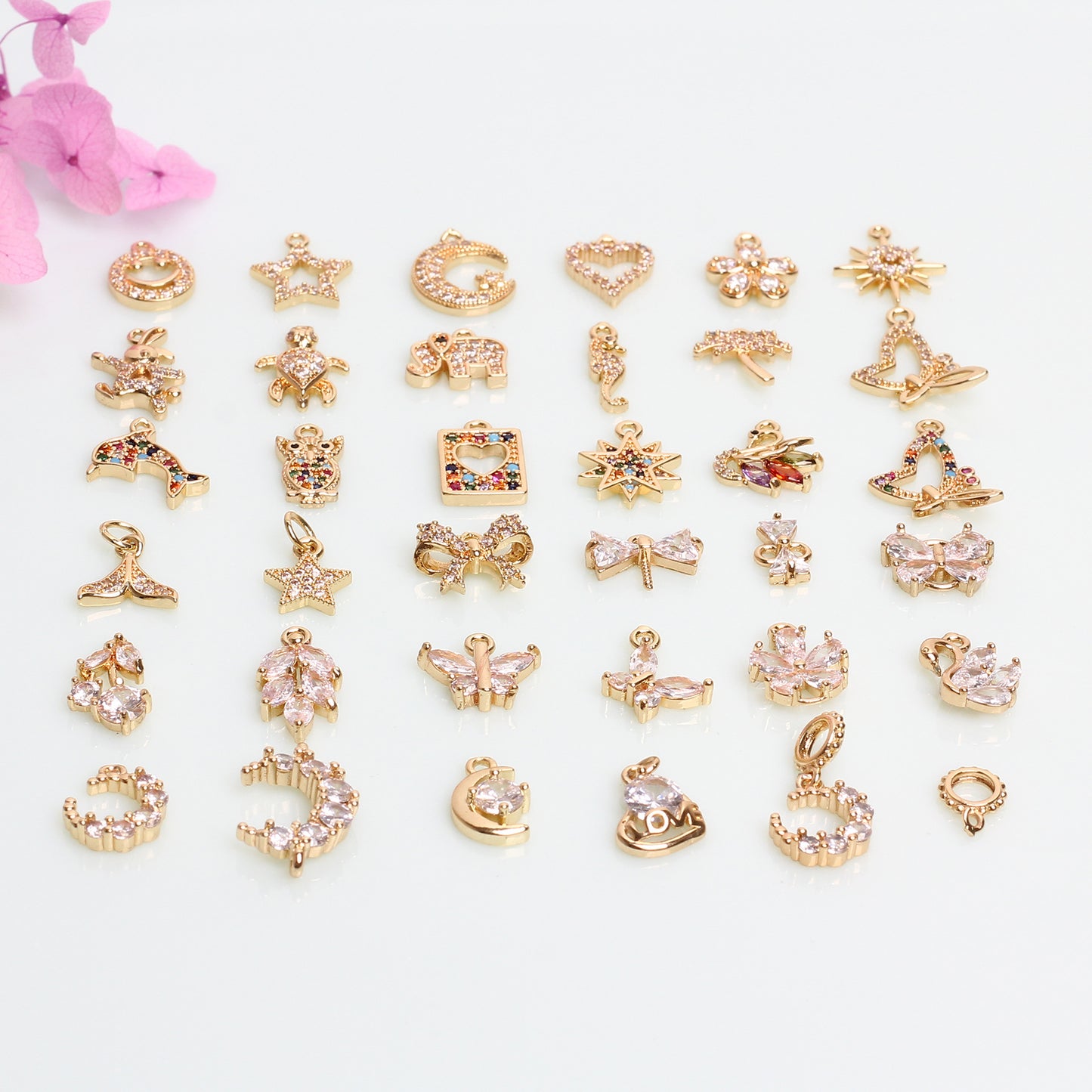 Alloy Zircon Accessories For Jewelry DIY，10 Pcs, Covered By 14/18K Real Gold Or Silver