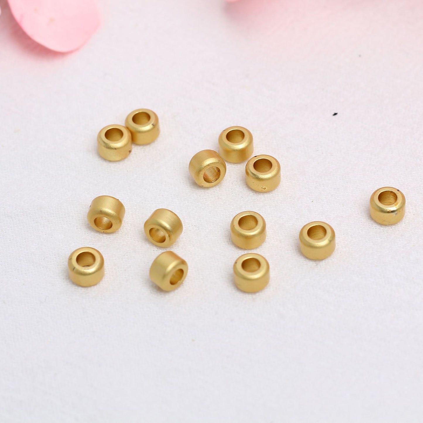 Large Hole Cylindrical Copper Bead For Jewelry DIY，Covered by 14/18K Real Gold Or Silver