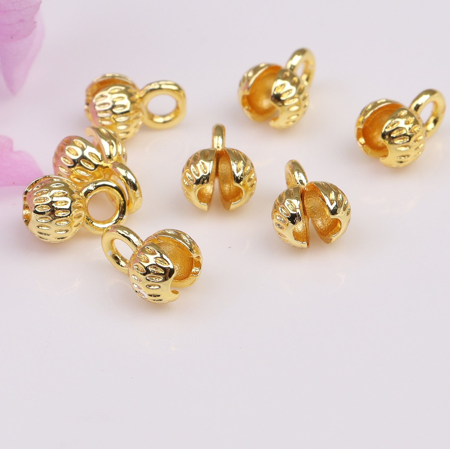 Bud Shape Wrapped Bead Buckle For Jewelry DIY，Covered By 14/18K Real Gold Or Silver