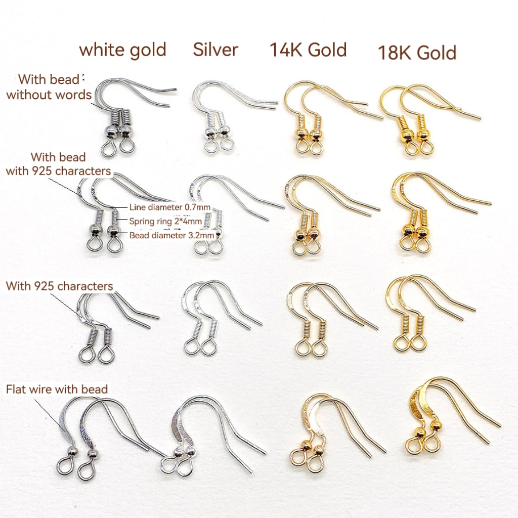 Copper Ear Hook For Jewelry DIY，Covered By 14/18K Real Gold Or Silver