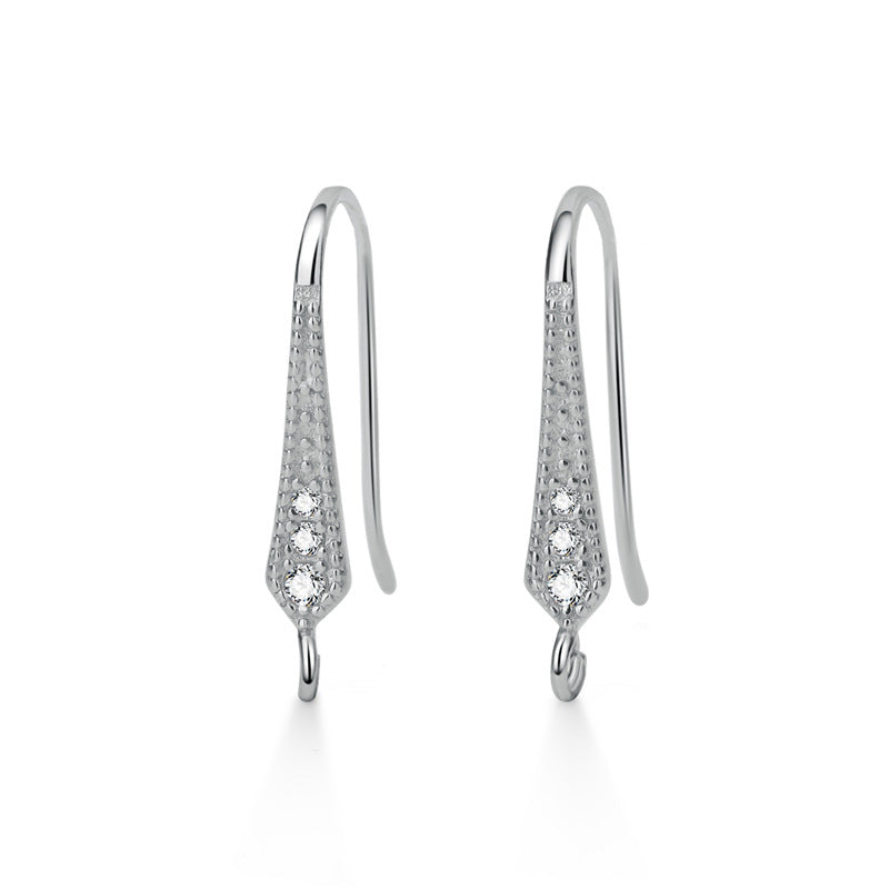 S925 sterling silver earhook, set with zircon, for jewelry DIY(A pair)