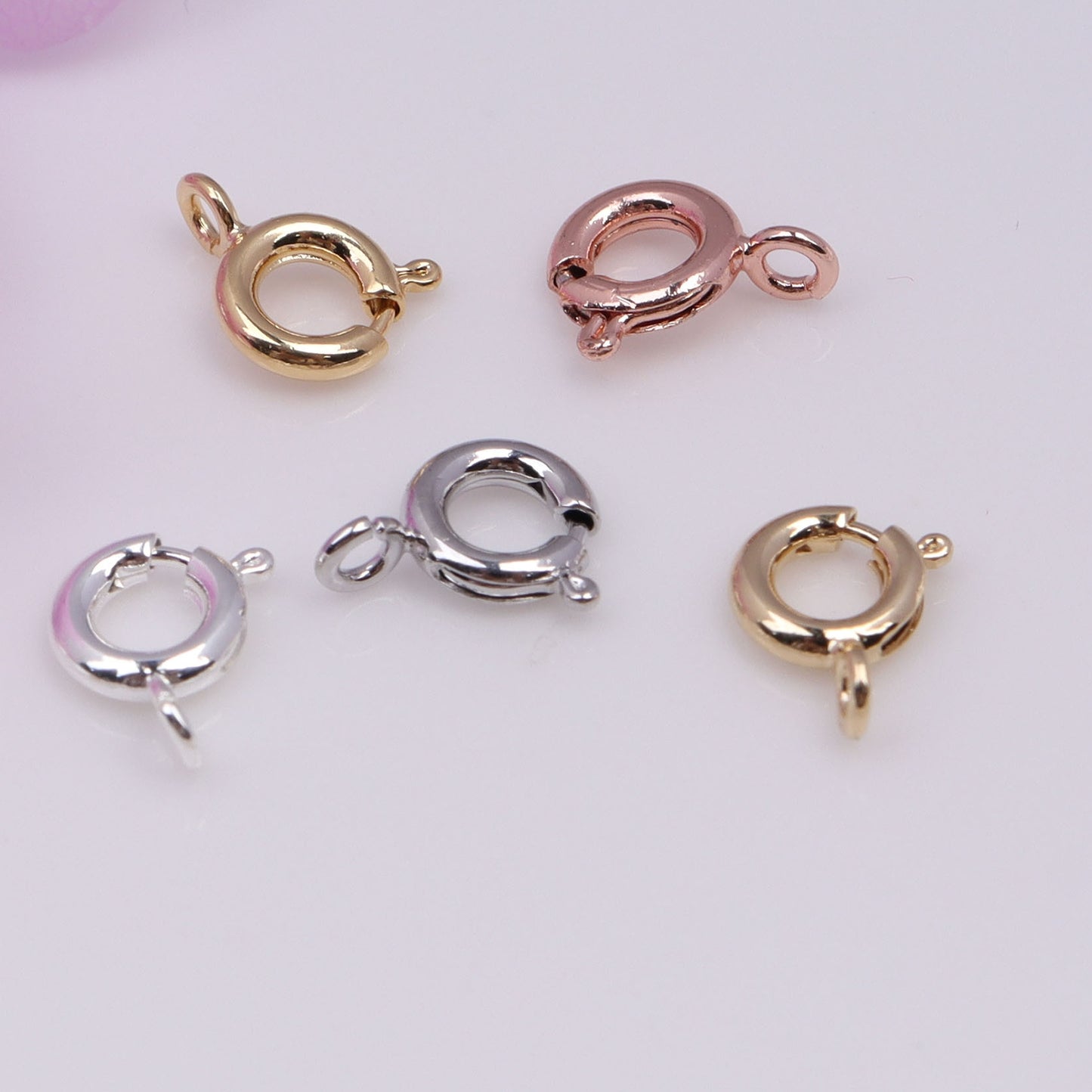 Spring End Clasp For Jewelry DIY，20 pcs, Heart clasp, Lobster clasp, Fishtail clasp, Covered By 14/18K Real Gold Or Silver