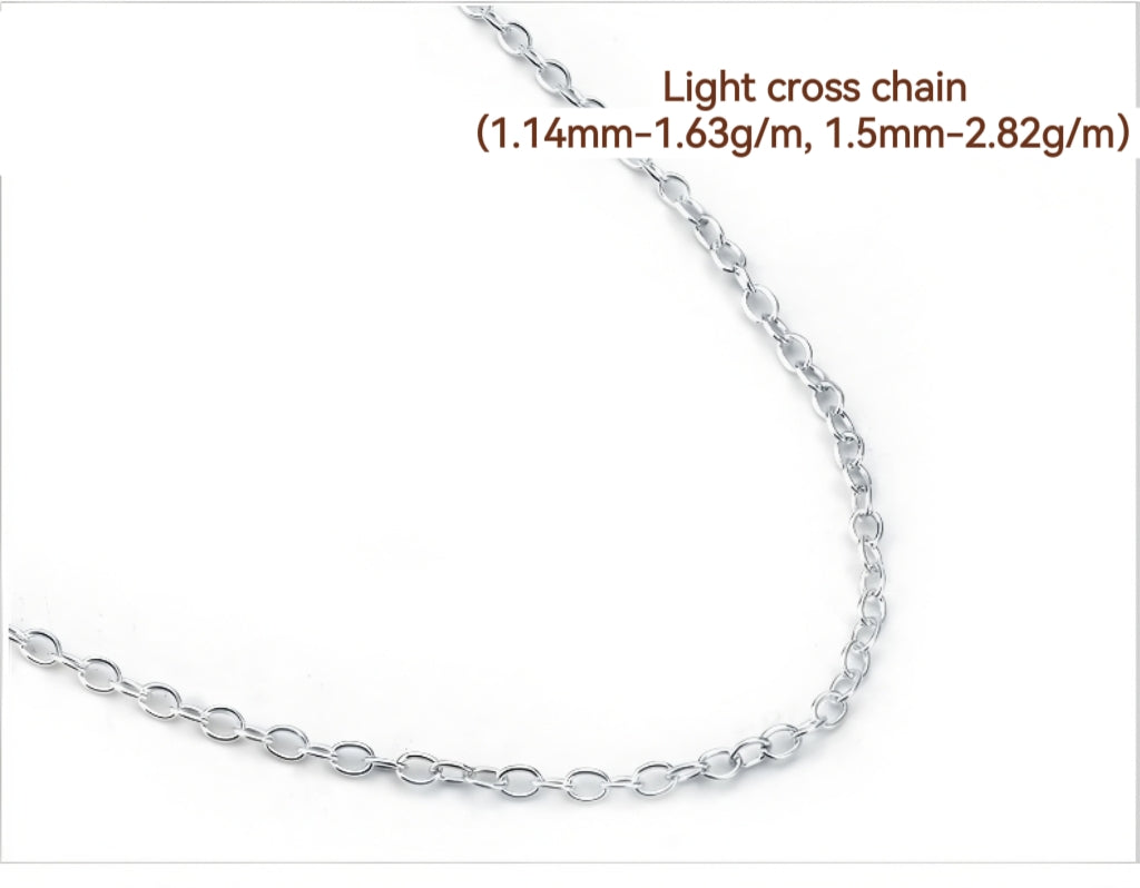 S925 Sterling Silver Chain For DIY Jewelry (Semi-finished，Length 1 m/About 3.28 ft)