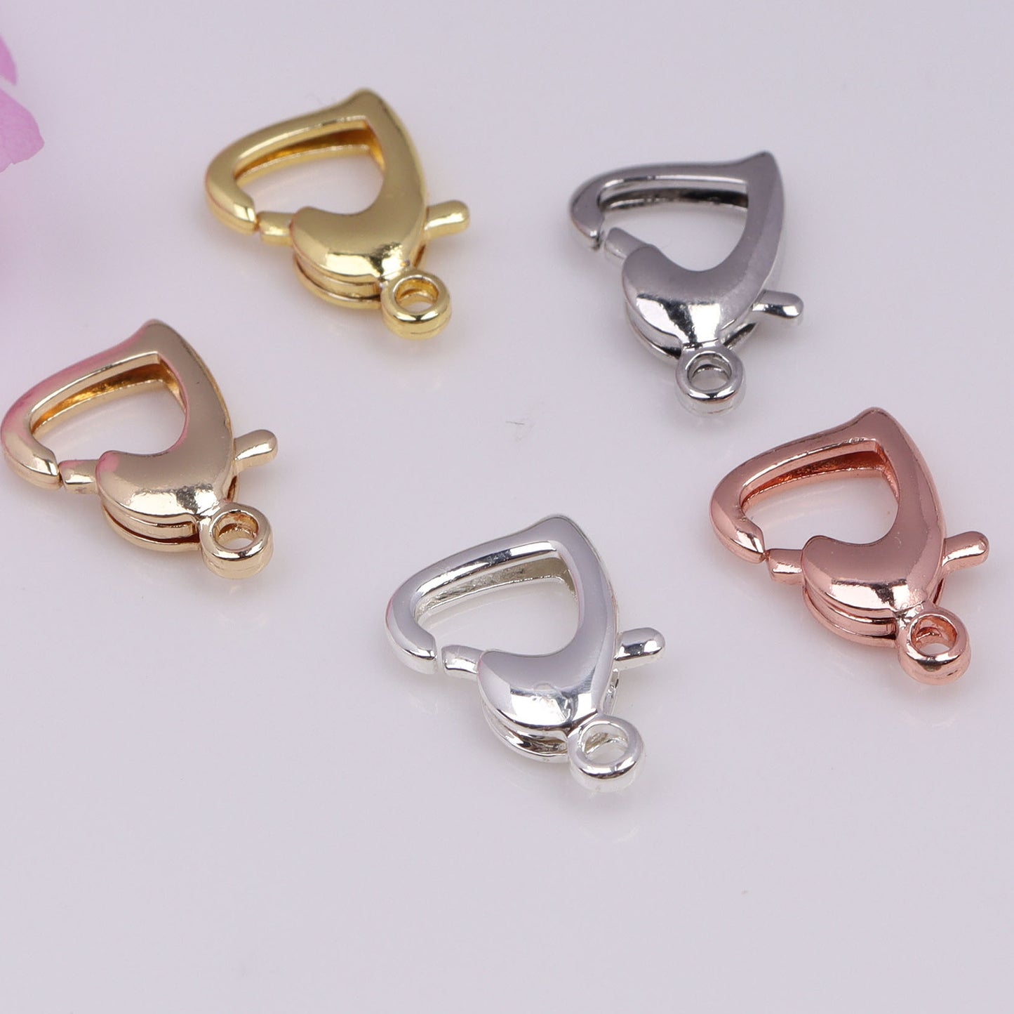 Spring End Clasp For Jewelry DIY，2 pcs, Heart clasp, Lobster clasp, Fishtail clasp, Covered By 14/18K Real Gold Or Silver