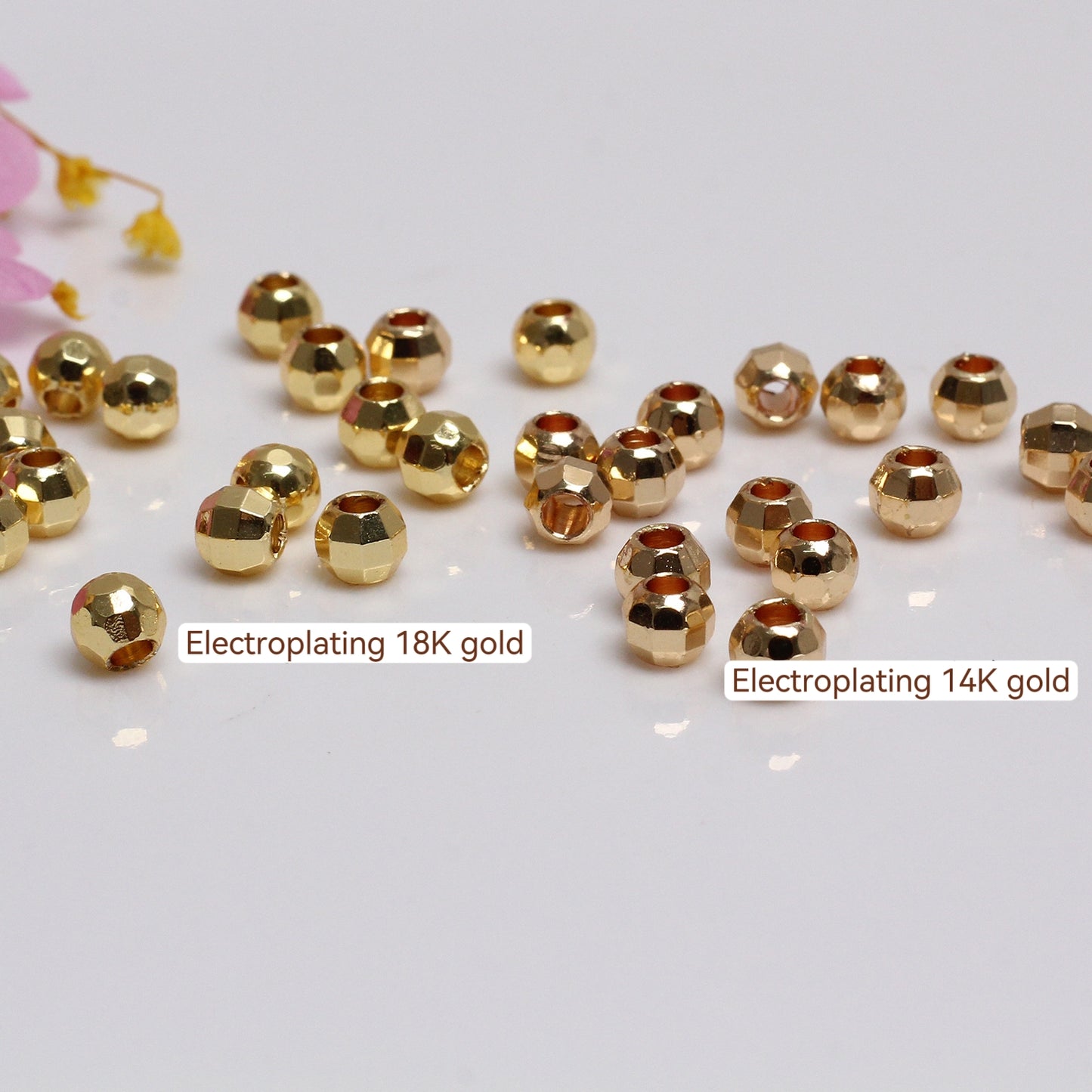 Solid Laser Copper Beads For Jewelry DIY，Covered By 14/18K Real Gold Or Silver