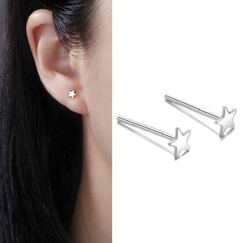 S999 Full Silver Ear Stud, Nourishing Ear Piercing, Prevent Allergies(A pair)