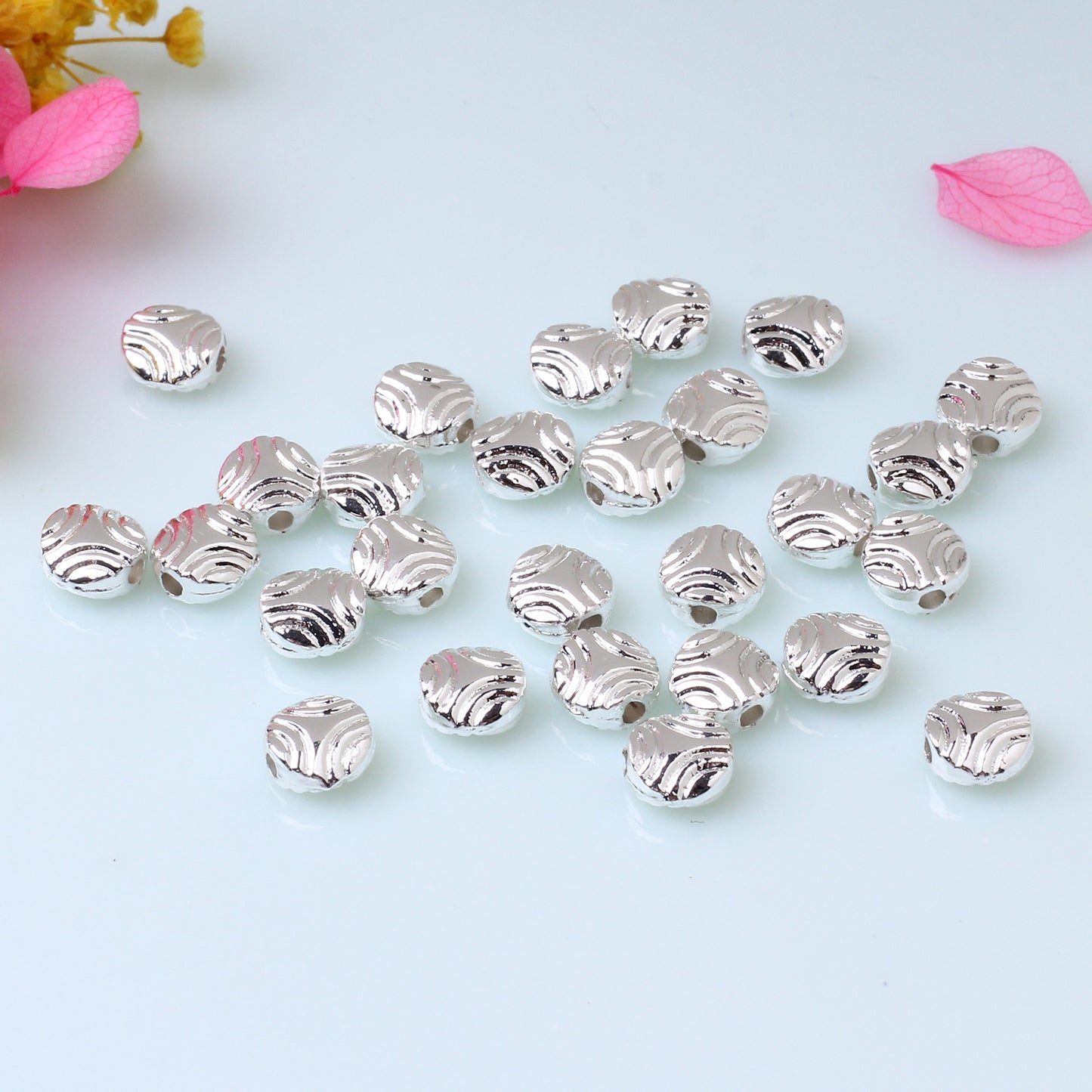 Round Receptacle Alloy Septum Plate For Jewelry DIY，10 pcs, Covered by 14/18K Real Gold Or Silver