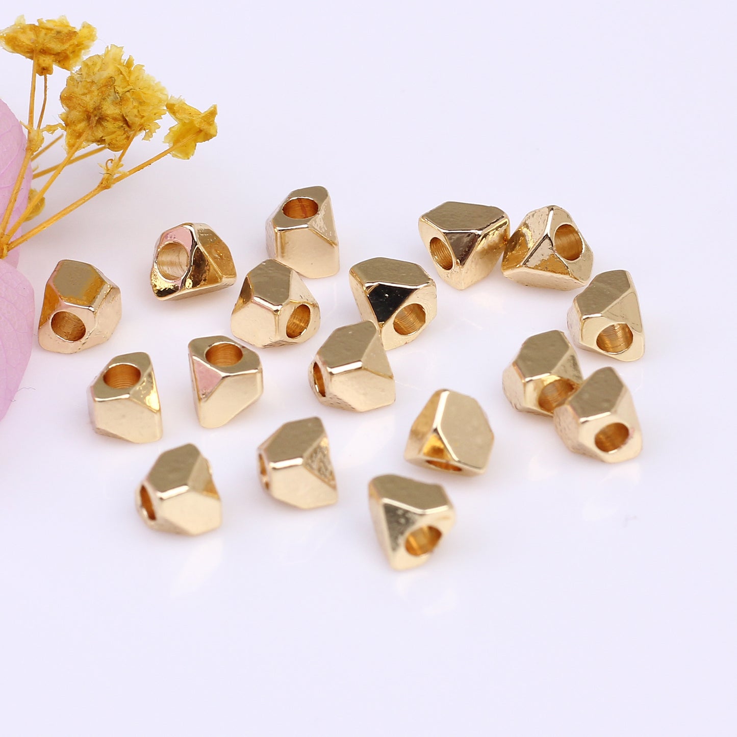 Irregular Shaped Copper Beads  For Jewelry DIY，Covered by 14/18K Real Gold Or Silver