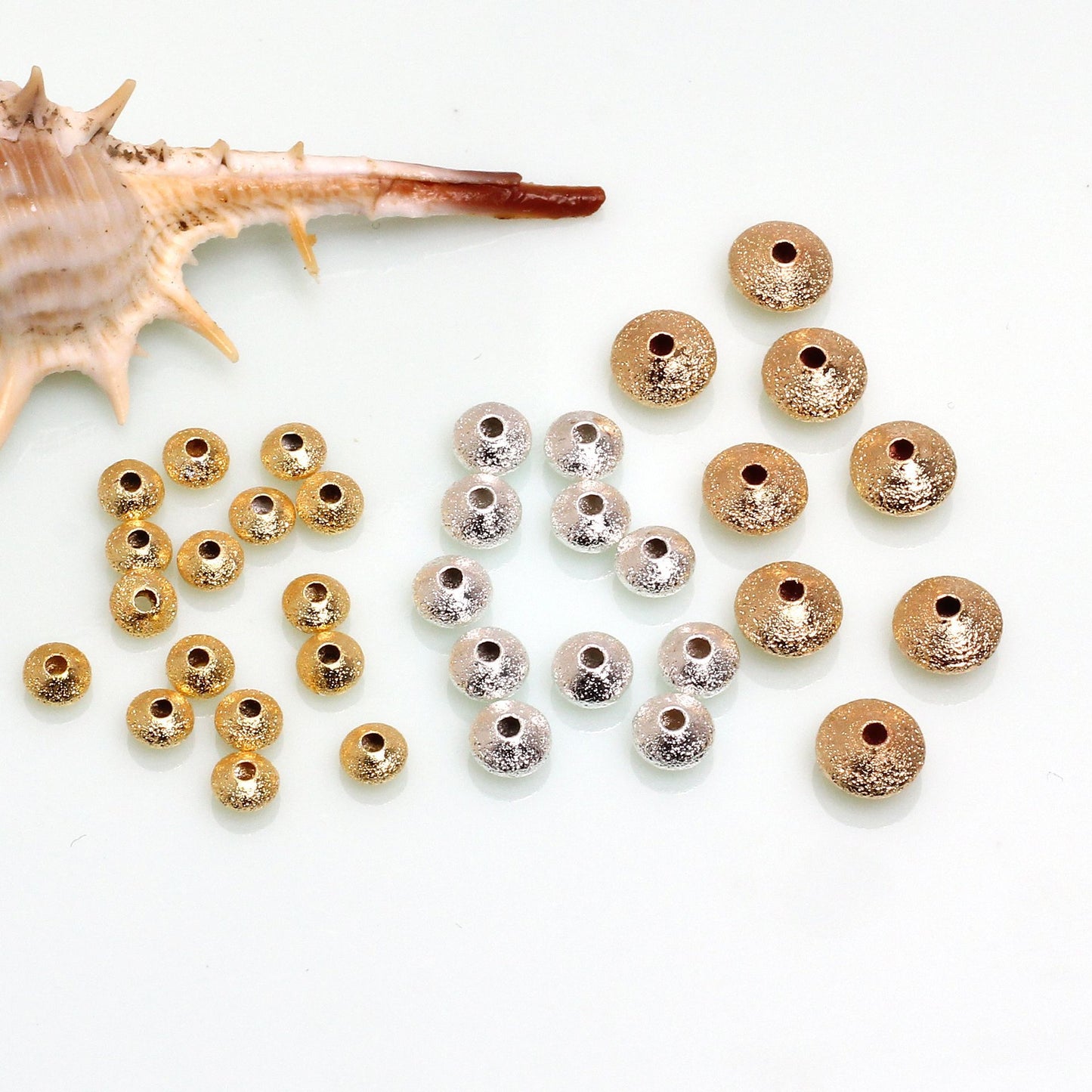 Frosted Copper Bead Shaped By Flying Saucer For Jewelry DIY，Covered by 14/18K Real Gold Or Silver