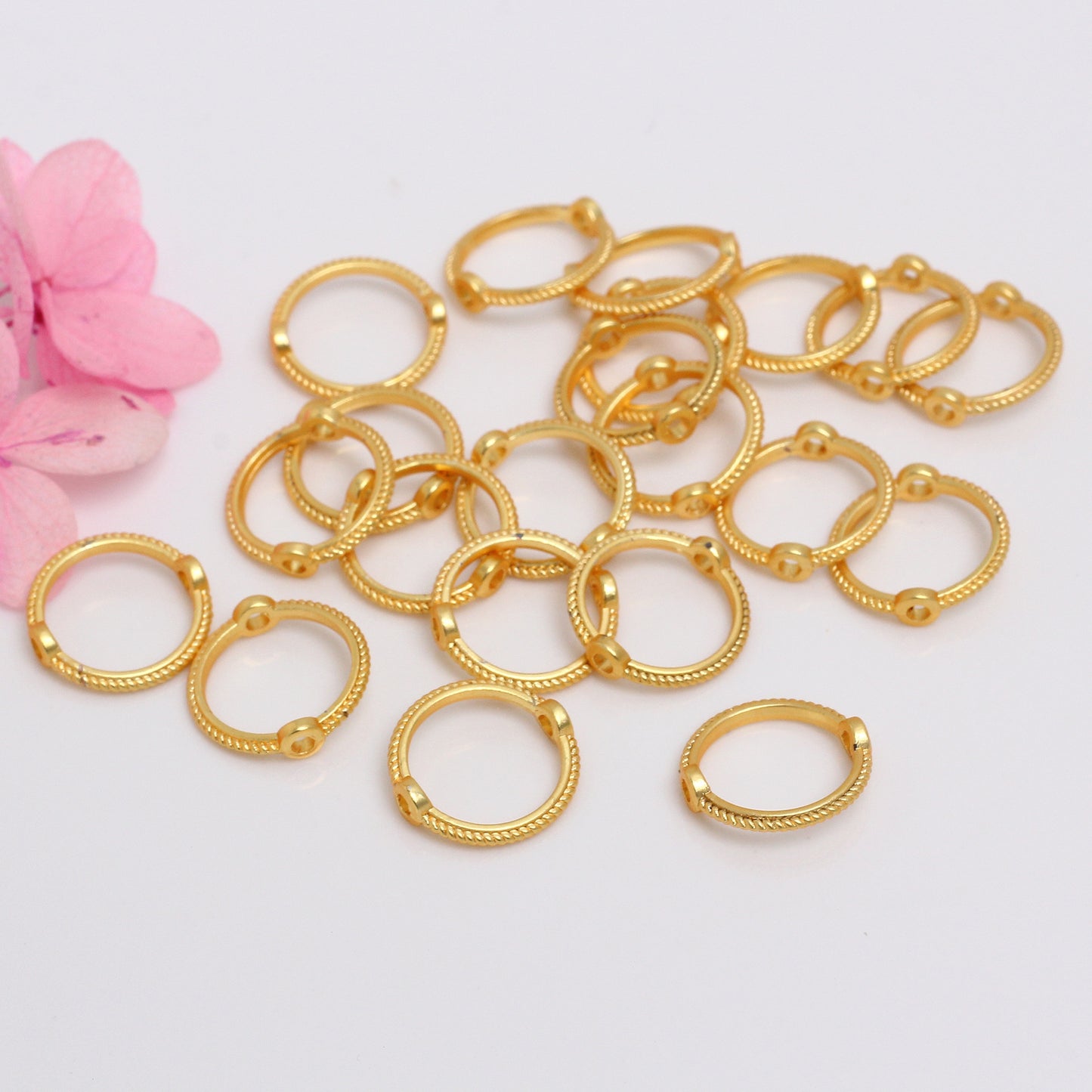 Alloy Ring Throughed The Bead For Jewelry DIY, Covered By 14/18K Real Gold Or Silver