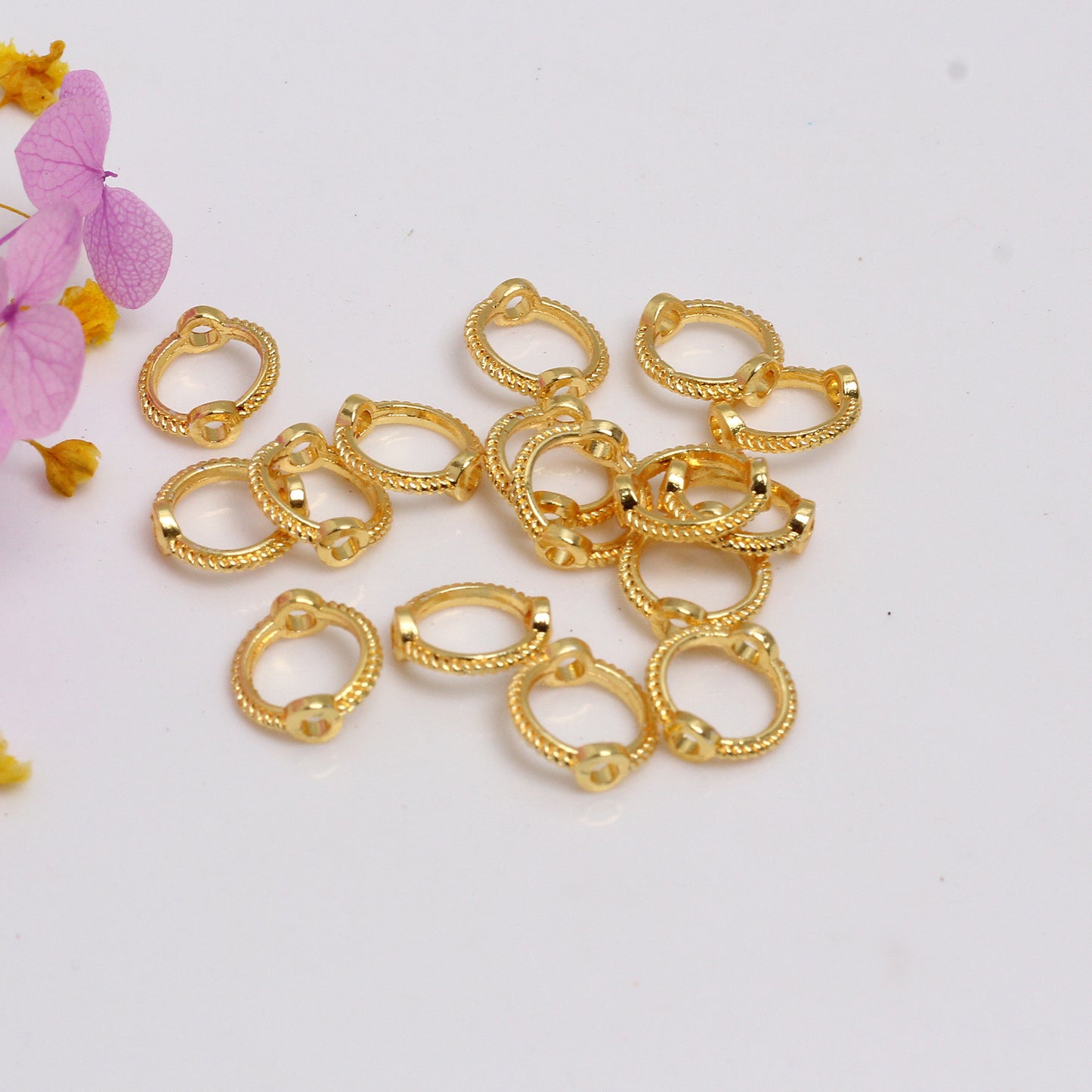 Alloy Ring Throughed The Bead For Jewelry DIY, Covered By 14/18K Real Gold Or Silver