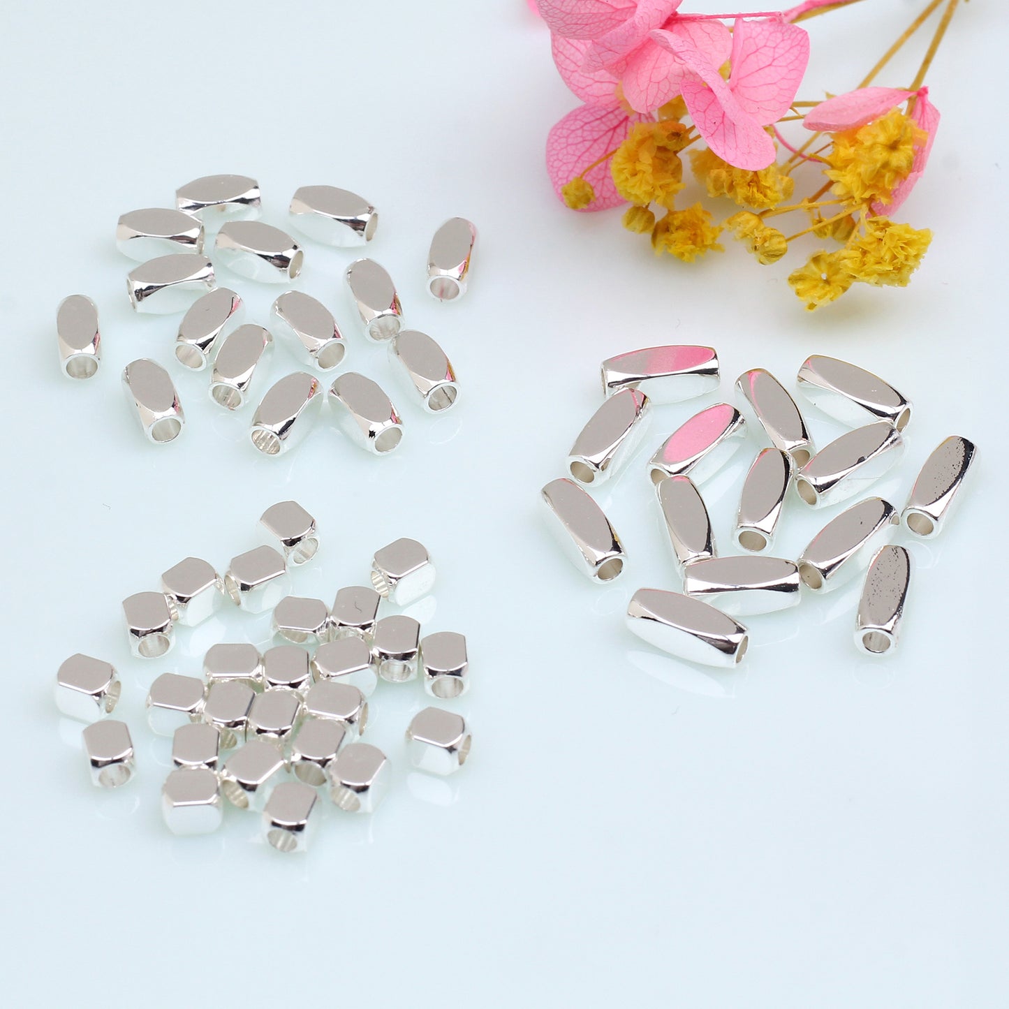 Cuboid Copper Beads With Rounded Corners For Jewelry DIY，Covered by 14/18K Real Gold Or Silver