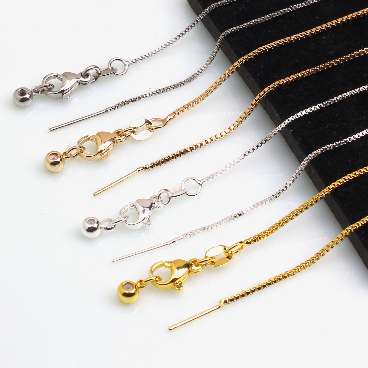 Adjustable Length Box Chain For Jewelry DIY，Covered By 14/18K Real Gold Or Silver